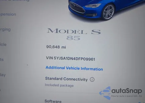 2013 Tesla Model S из США, поврежденный, VIN 5YJSA1DN4DFP09961
